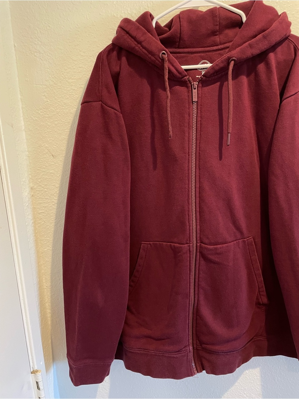 WSS Mens Full Zip Hoodie Sweatshirt 2XL Big & Tall Burgundy Maroon Cotton Blend - Picture 2 of 5